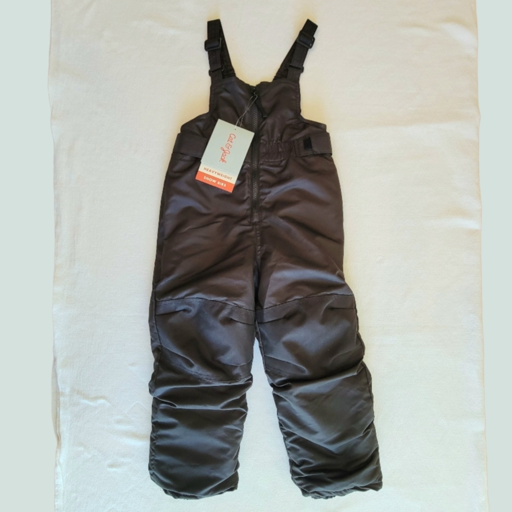 Cat & Jack Ebony Black Heavyweight Snow Bib Pants NWT Size 4T